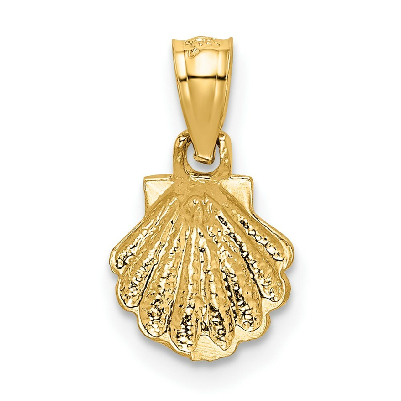 14K Yellow Gold Scallop Shell Pendant 8mm width - (A85-607)