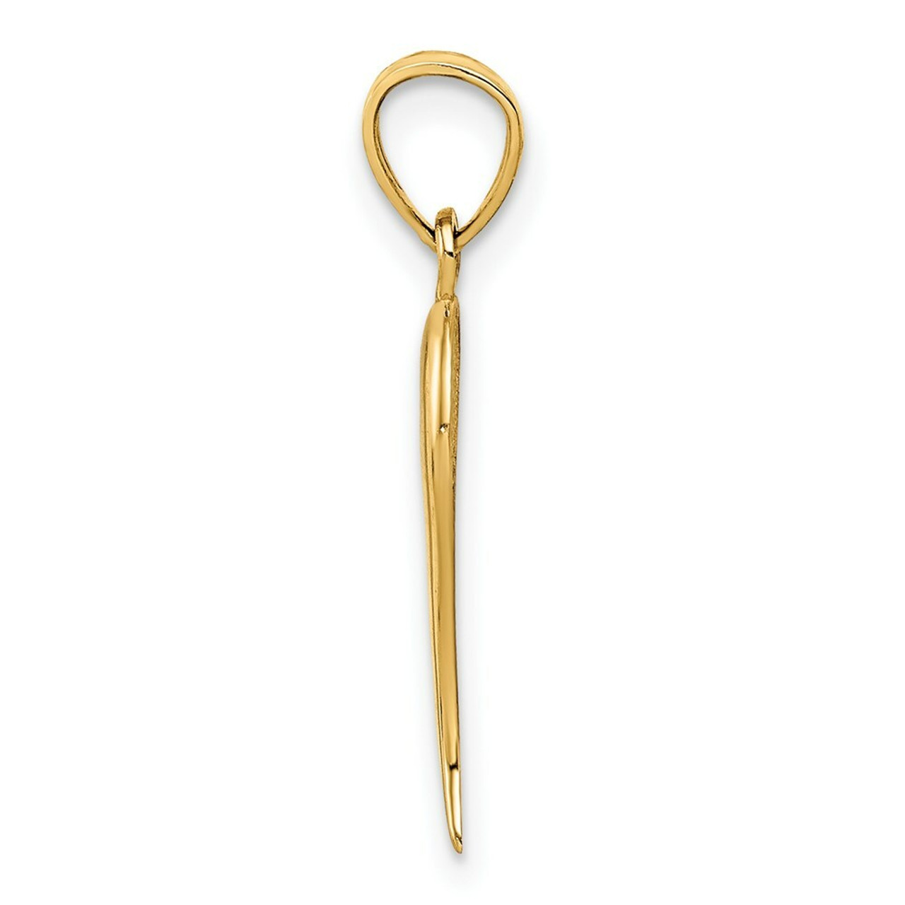 14K Yellow Gold Italian Horn Pendant - (A86-163)