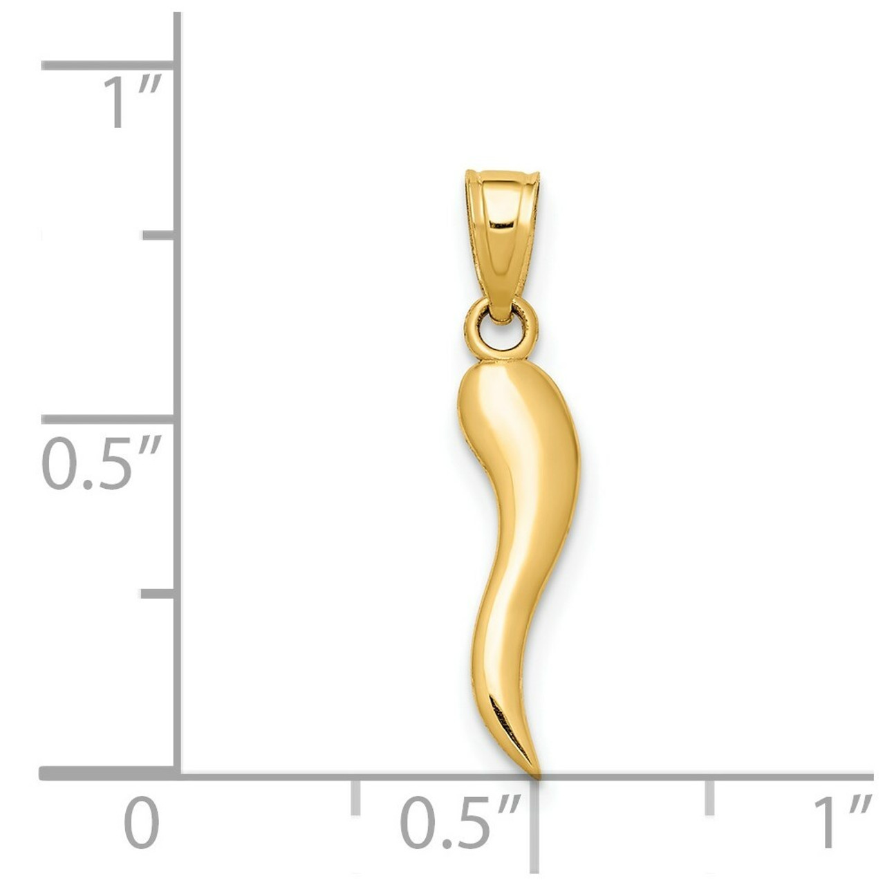 14K Yellow Gold Italian Horn Pendant - (A86-163)