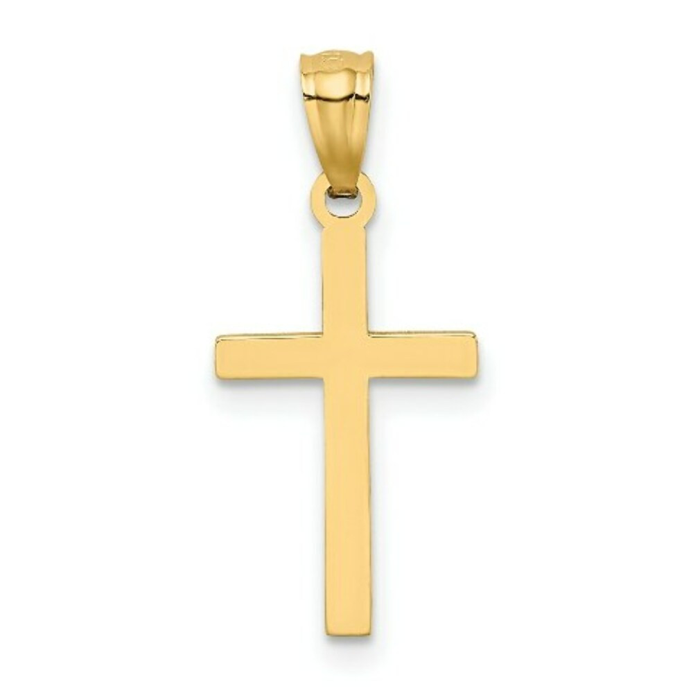 14K Yellow Gold Satin & Diamond-cut Cross Pendant - (A86-483
