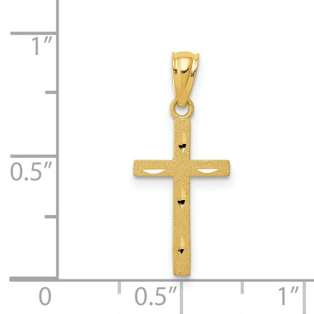 14K Yellow Gold Satin & Diamond-cut Cross Pendant - (A86-483