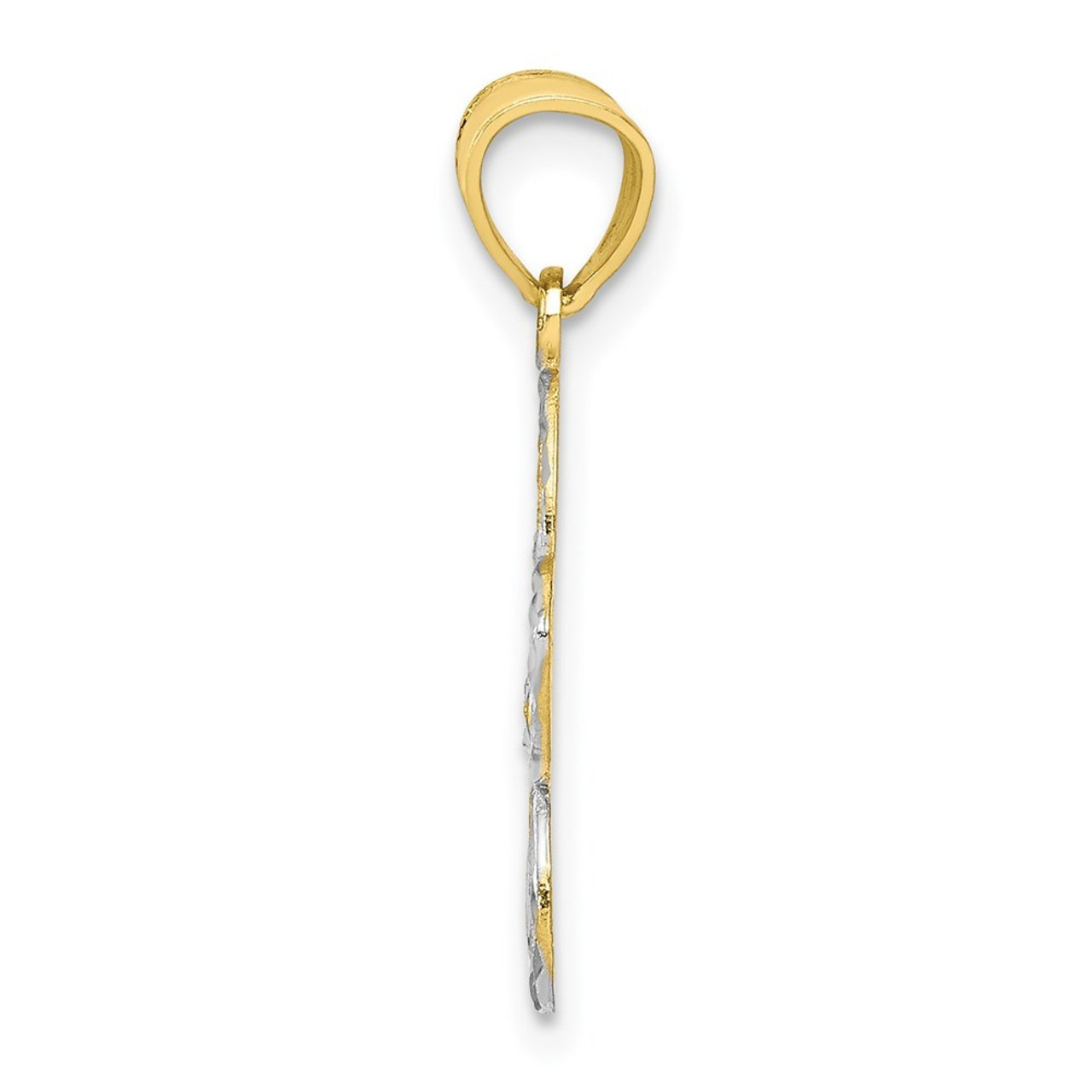 10K Yellow Gold & Rhodium Filigree Flower Charm - (A86-712)