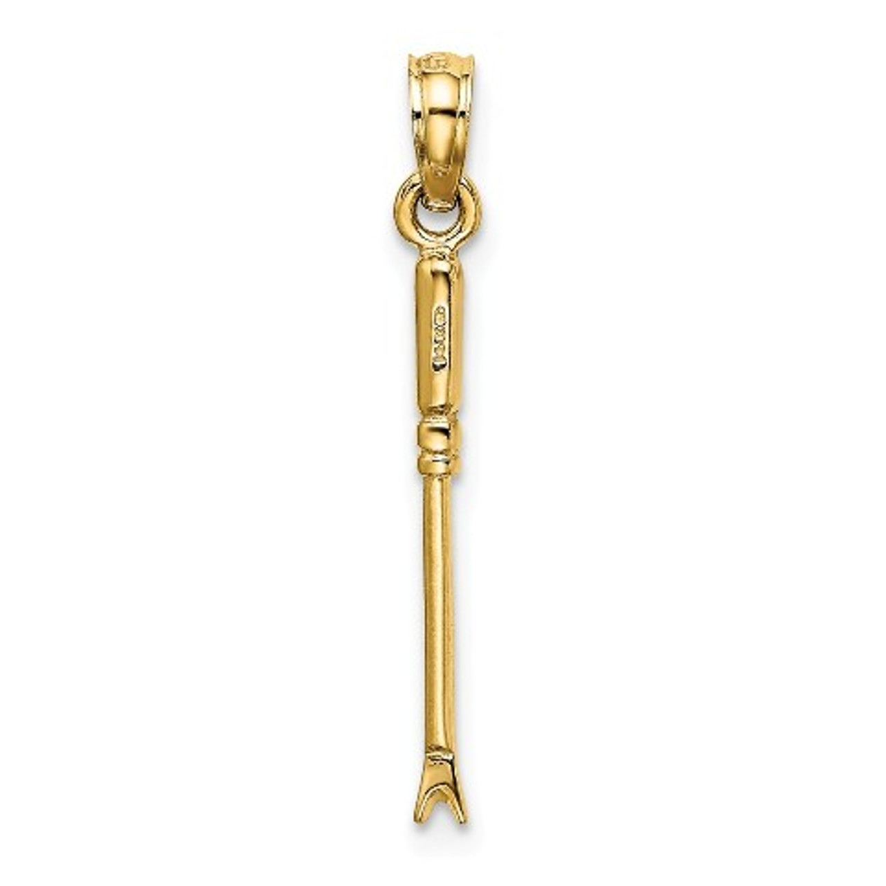 14K Yellow Gold 3-D Weeding Garden Tool Charm Pendant - (A92-481