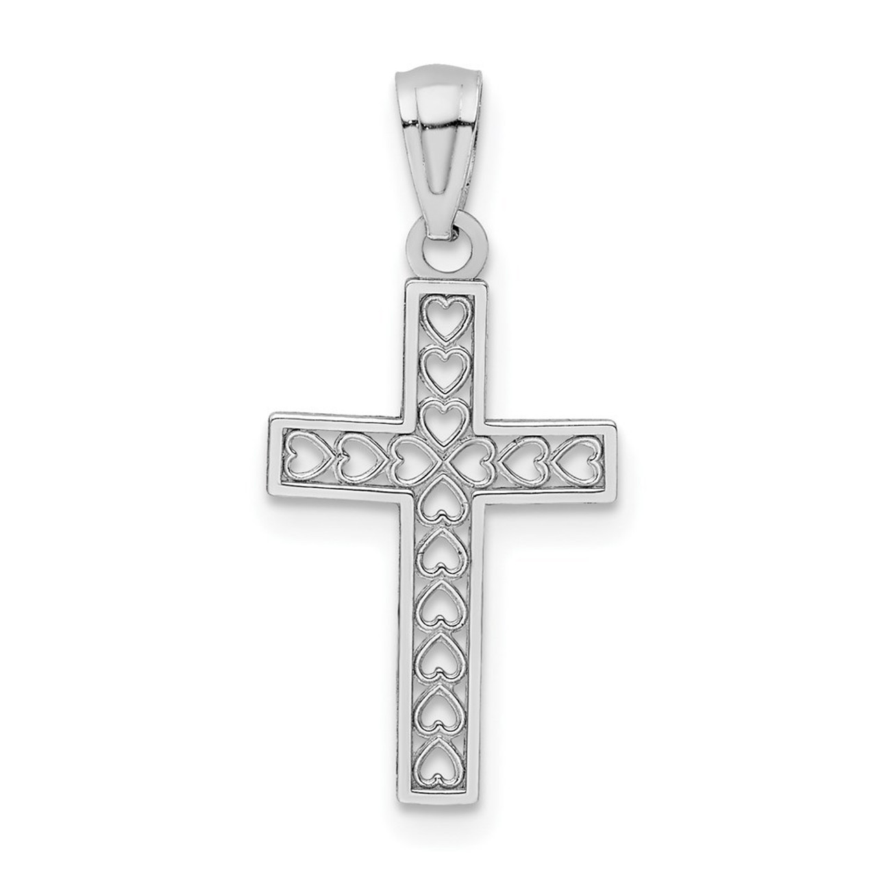 14K White Gold Cross Pendant 25mm length - (B11-101)