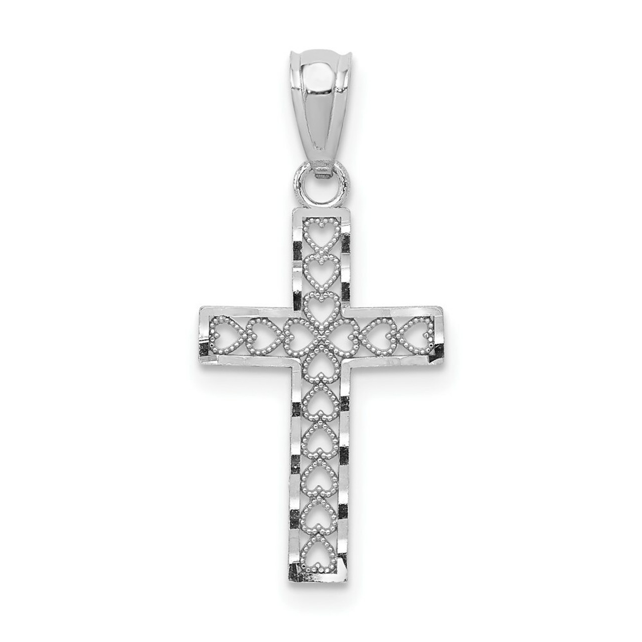14K White Gold Cross Pendant 25mm length - (B11-101)