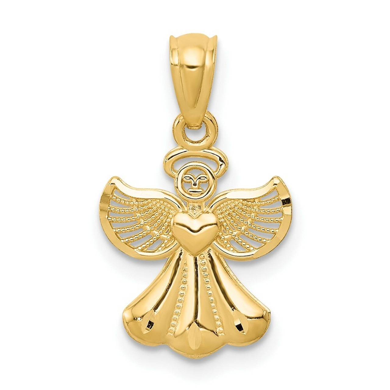 14K Yellow Gold Polished Angel Pendant - (B11-221)