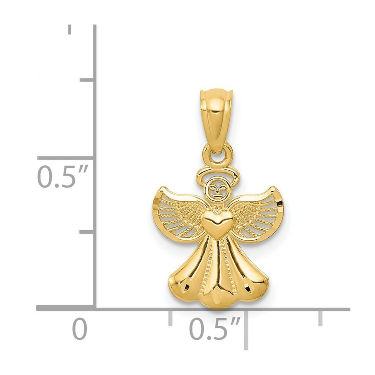 14K Yellow Gold Polished Angel Pendant - (B11-221)
