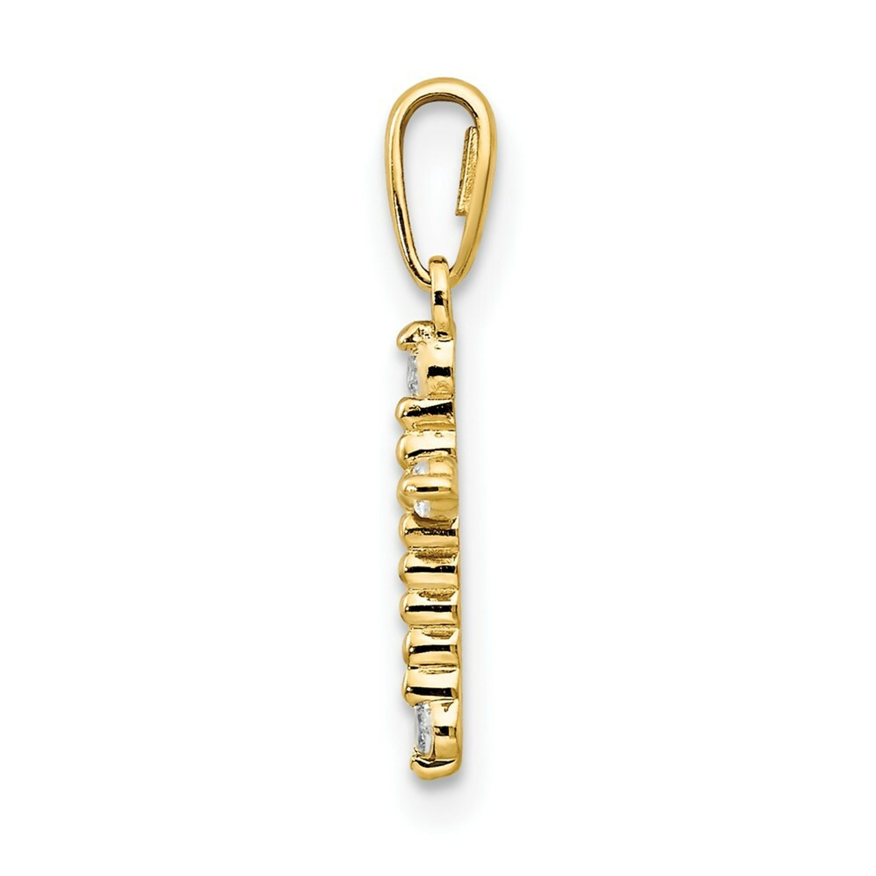 14K Yellow Gold CZ Children's Cross Pendant - (B11-835)