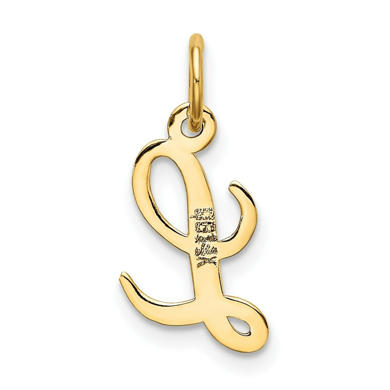 14K Yellow Gold Small Script Initial Letter L Charm Pendant - (B11-928)