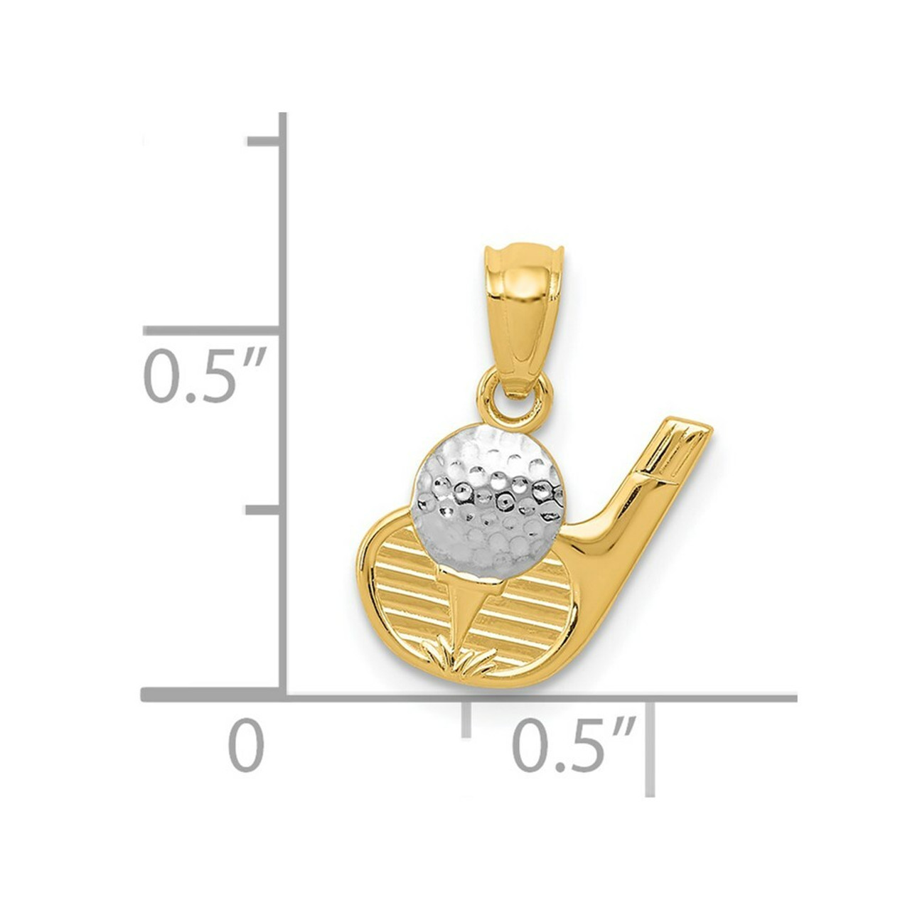 14K Two-tone Gold Golf Pendant - (B13-476)