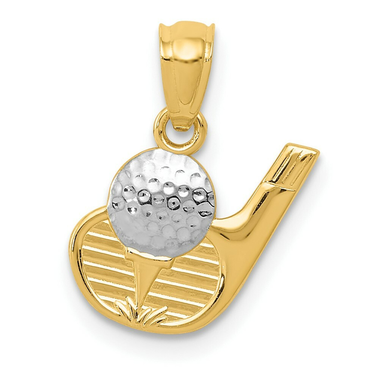 14K Two-tone Gold Golf Pendant - (B13-476)