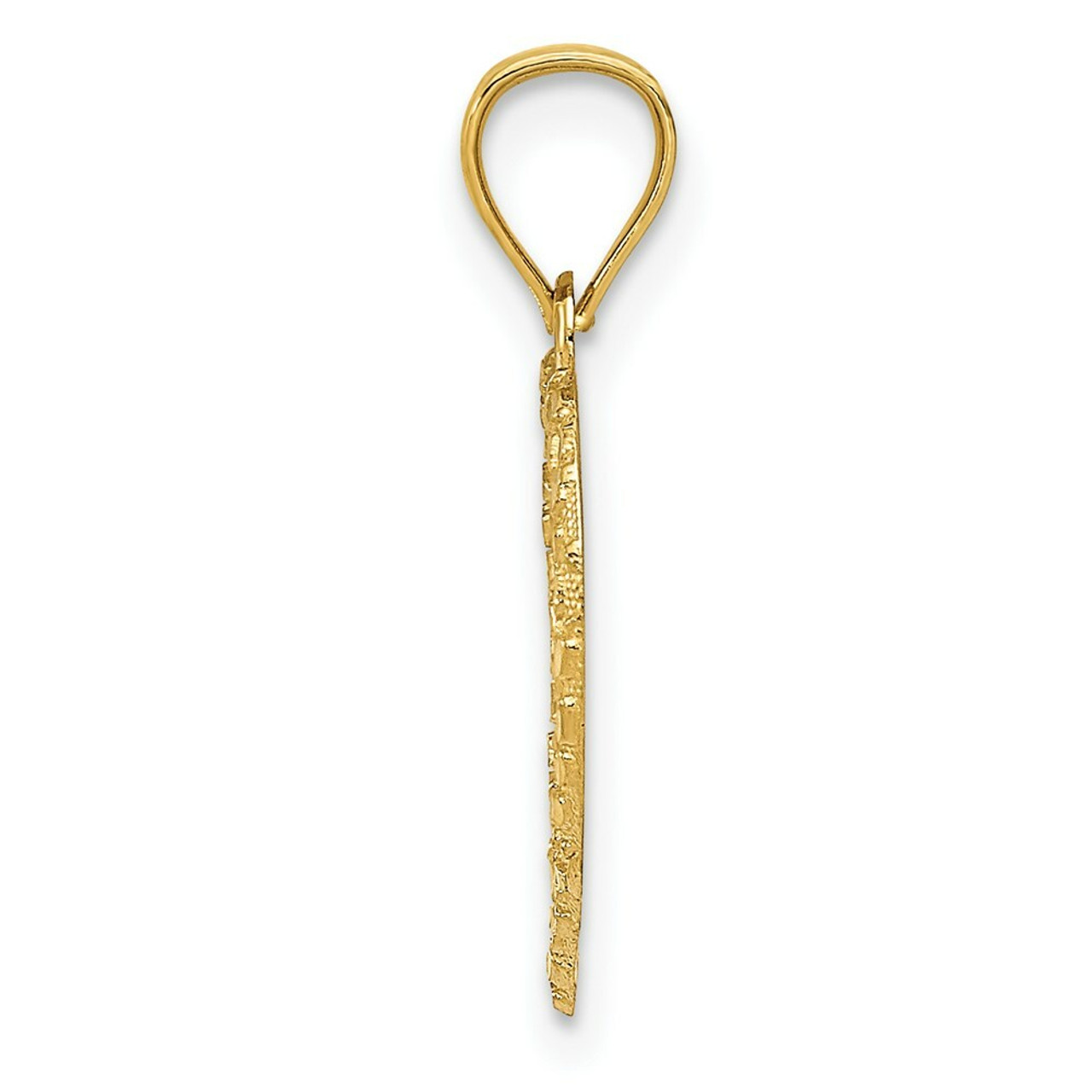 14K Yellow Gold Diamond-cut Nugget Heart Pendant - (B13-495)