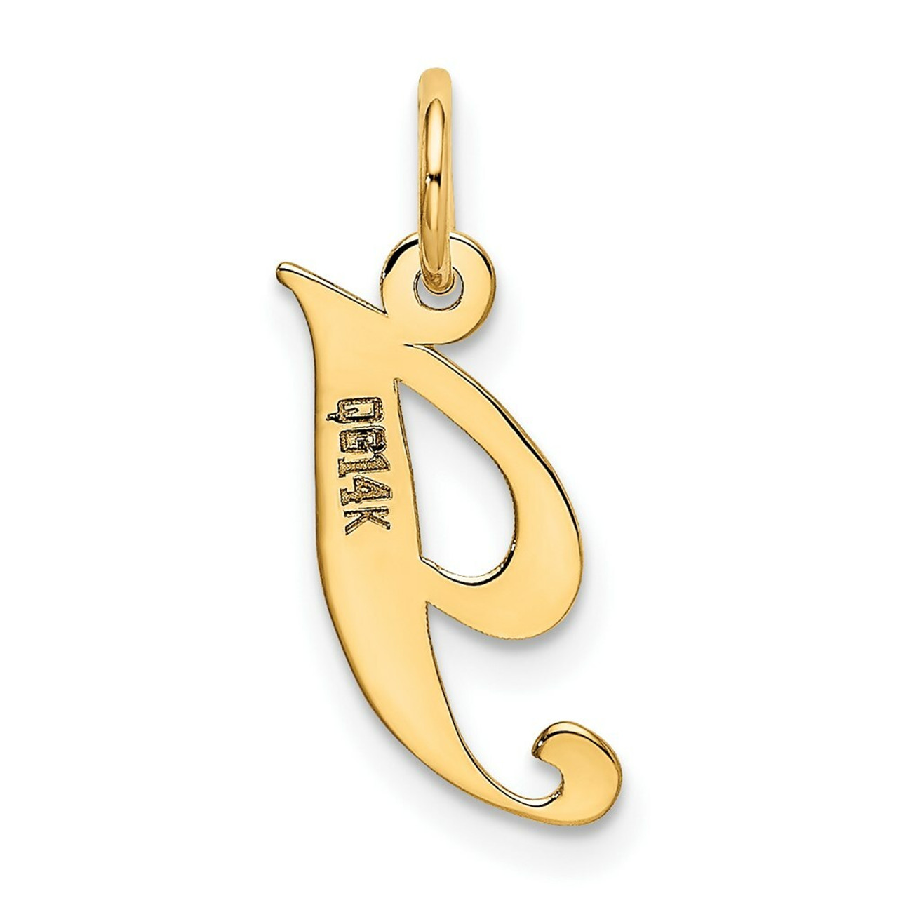 14K Yellow Gold Small Fancy Script Initial Letter I Charm - (B13-500)