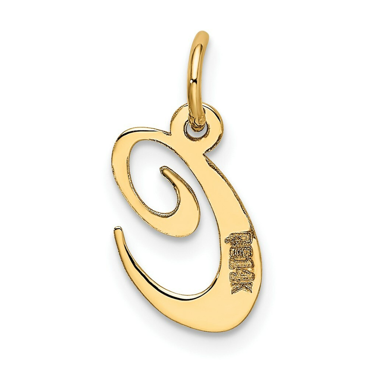 14K Yellow Gold Small Fancy Script Initial Letter C Charm - (B13-536)