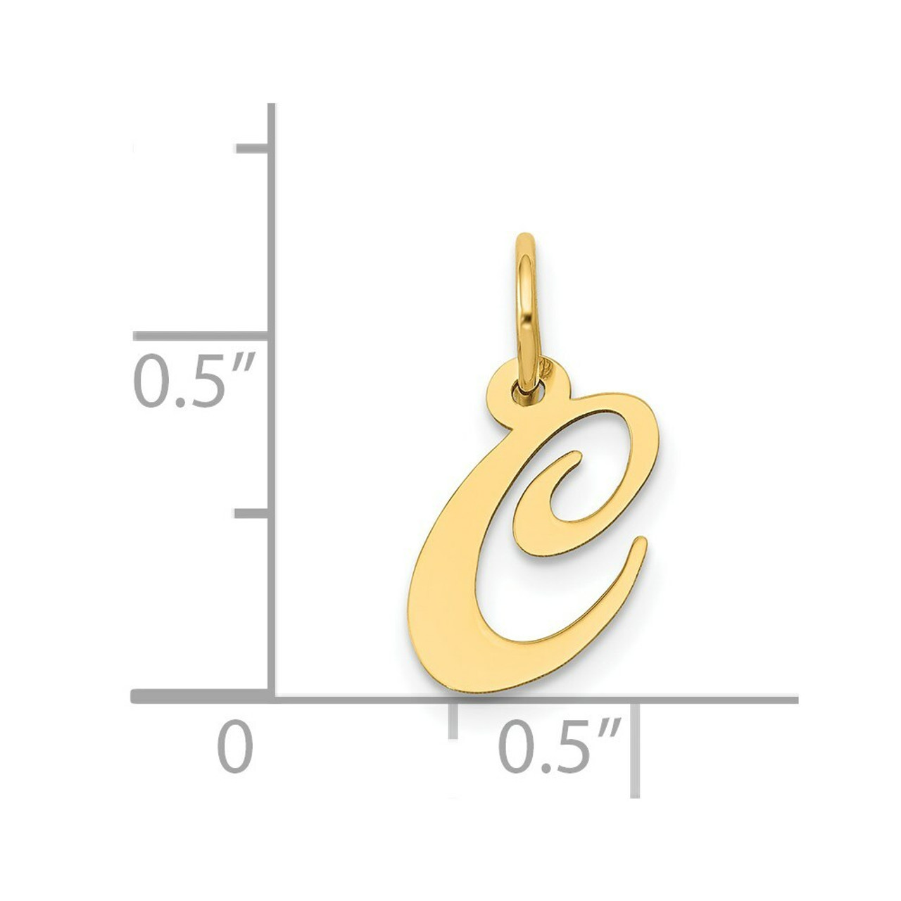 14K Yellow Gold Small Fancy Script Initial Letter C Charm - (B13-536)