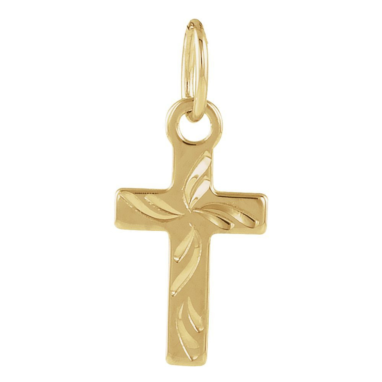 14K Yellow Gold Youth Cross Pendant - (B16-155)