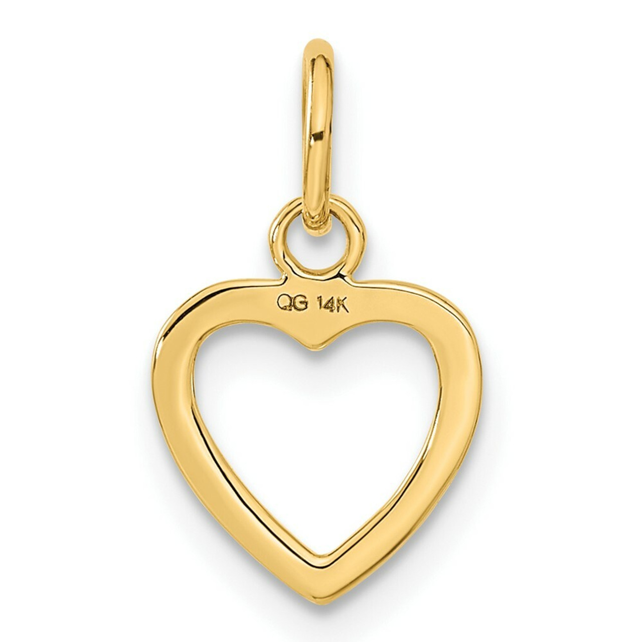 14K Yellow Gold Solid Polished Flat-Backed Heart Charm - (A83-455)