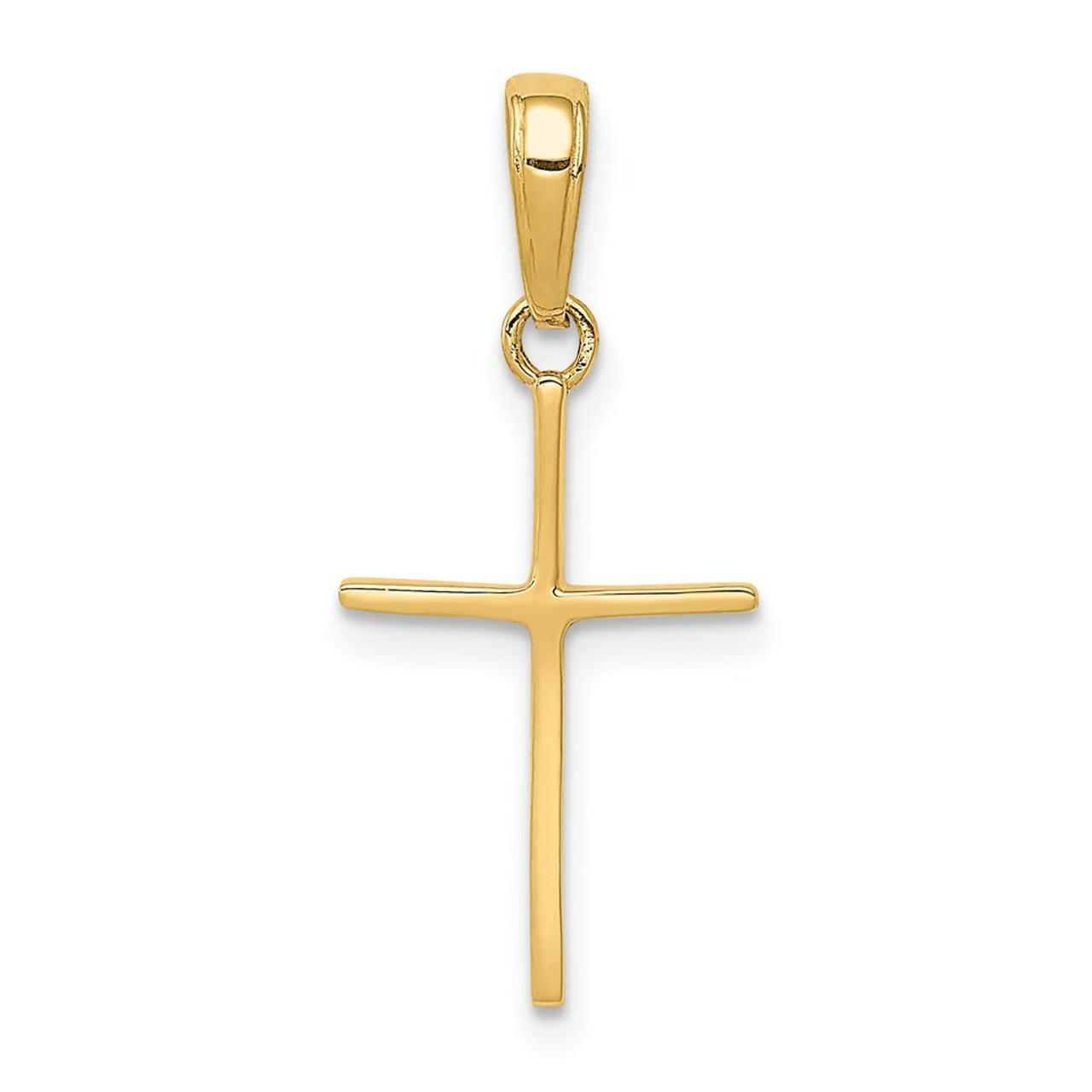 14K Yellow Gold Polished Cross Pendant 24mm length - (A83-571)