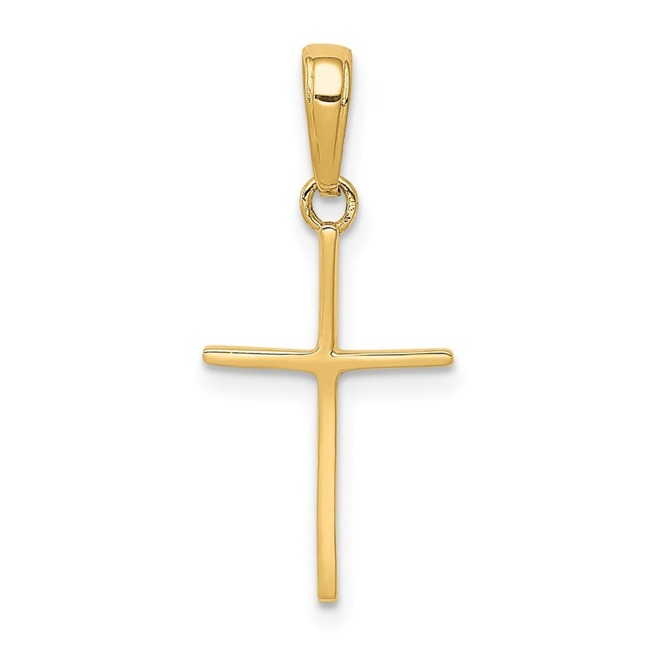 14K Yellow Gold Polished Cross Pendant 24mm length - (A83-571)
