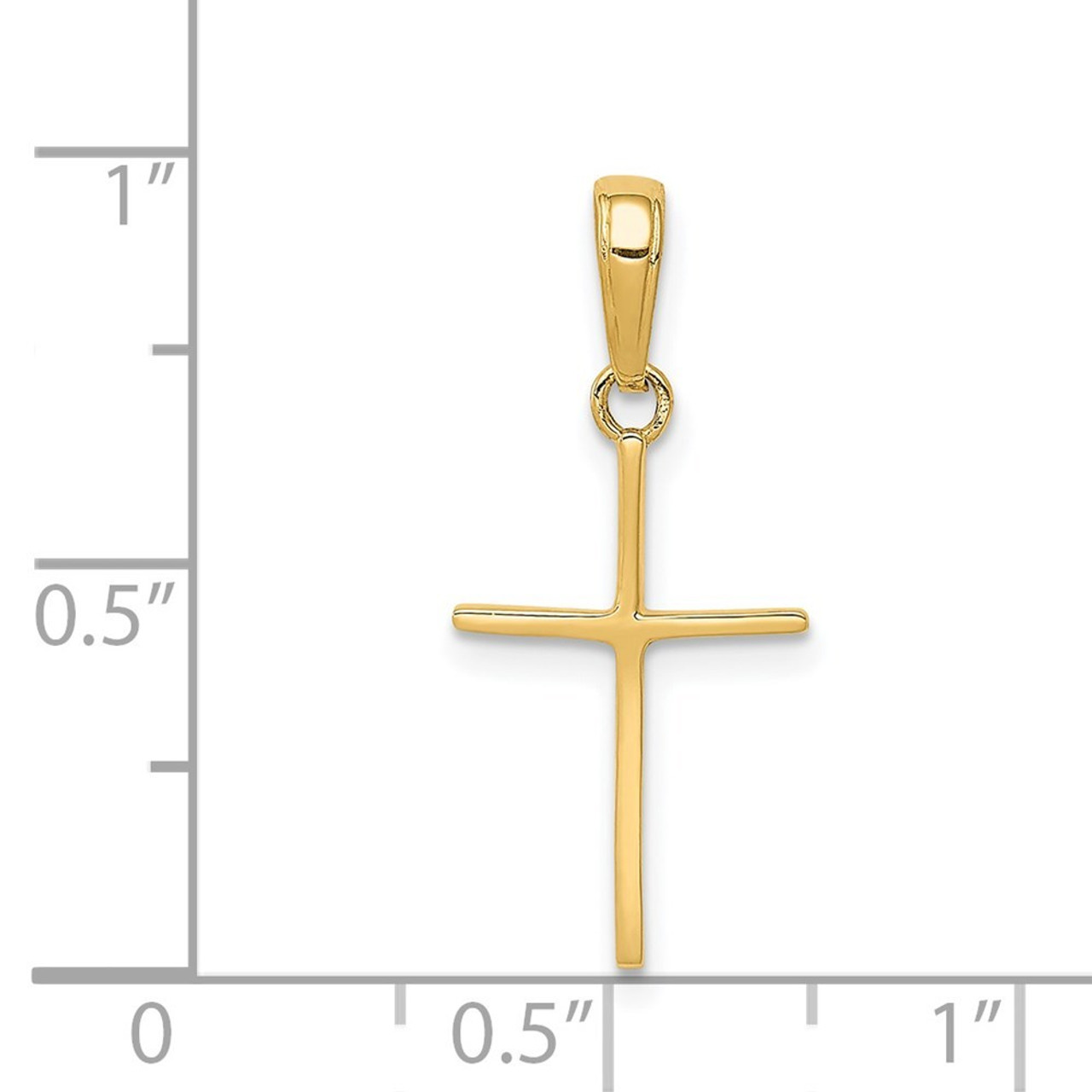 14K Yellow Gold Polished Cross Pendant 24mm length - (A83-571)