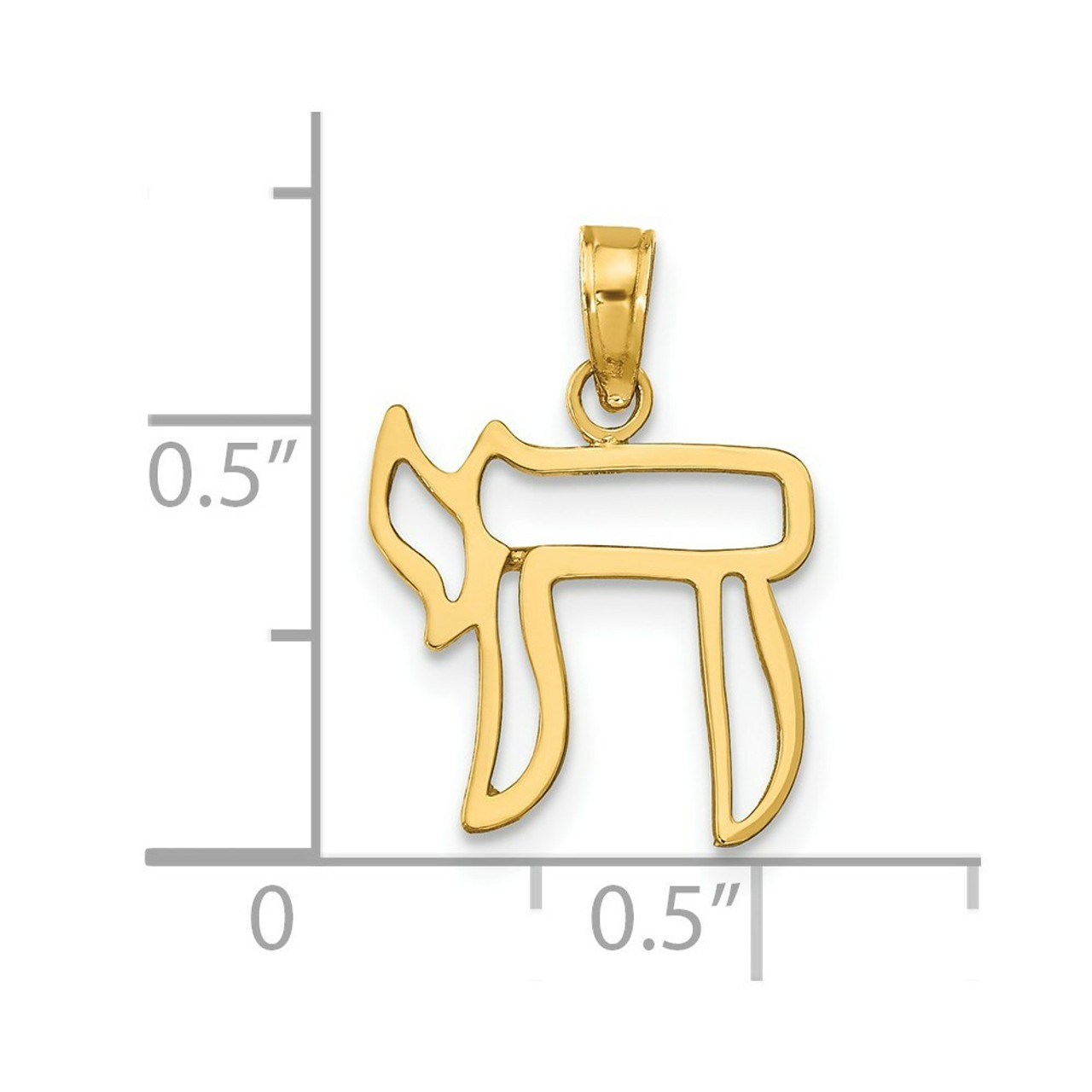 14K Yellow Gold Chai Cutout Pendant - (A83-786)