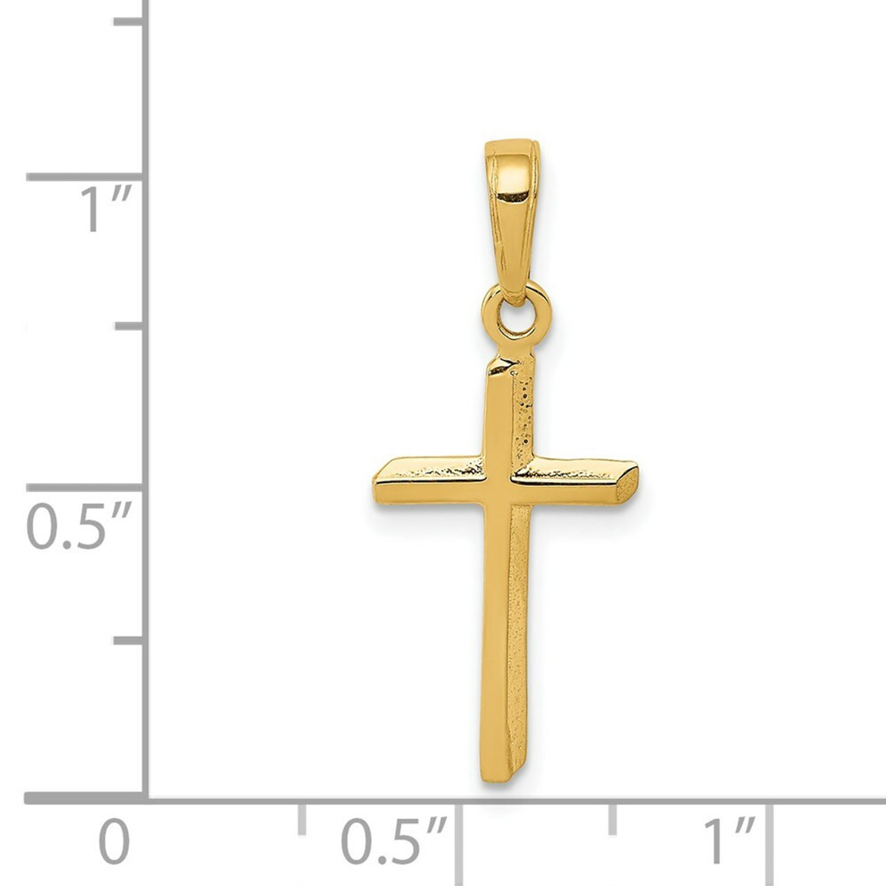 14K Yellow Gold Polished Cross Pendant 24mm length - (A84-492)