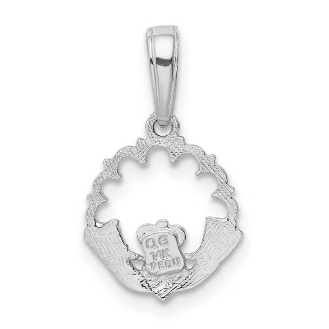 14K Yellow Gold Polished Claddagh Pendant 18mm length - (A84-721)