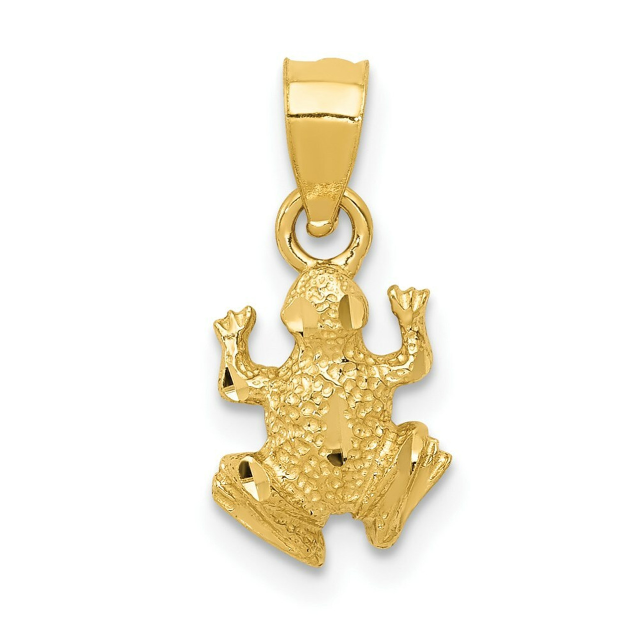 14K Yellow Gold Diamond-cut Frog Pendant - (A85-398)