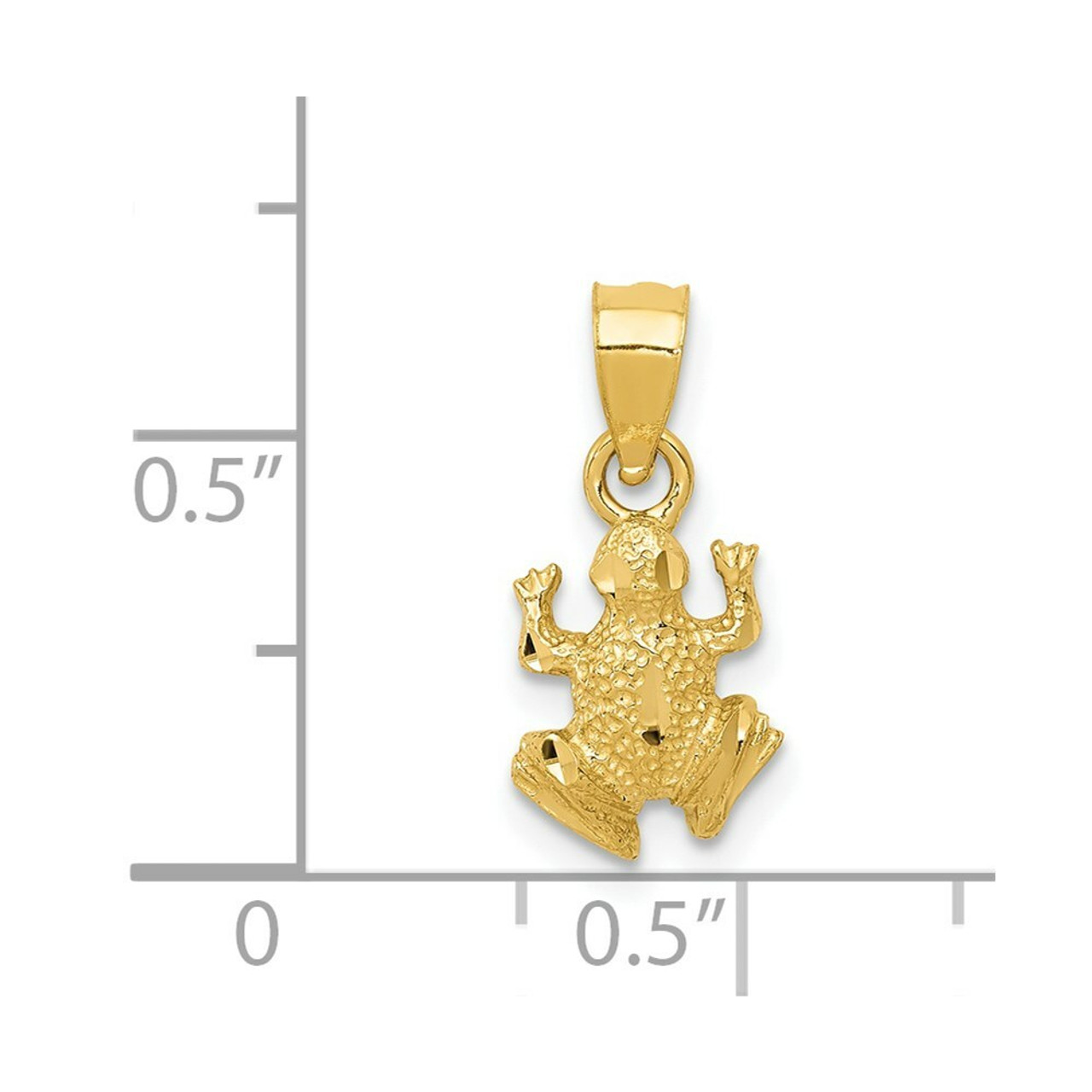 14K Yellow Gold Diamond-cut Frog Pendant - (A85-398)