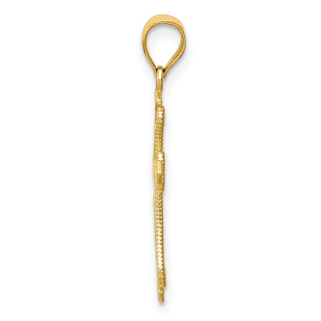 14K Yellow Gold Mini Budded Cross Pendant - (A85-425)