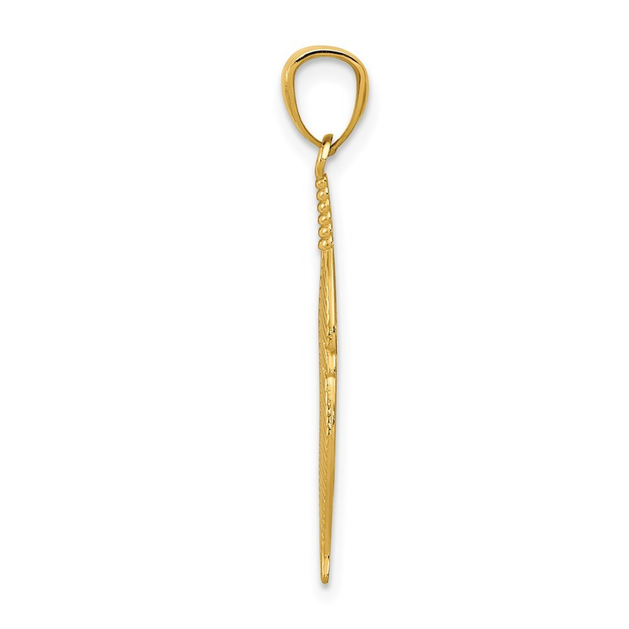 14K Yellow Gold Polished Feather Pendant - (A86-346)