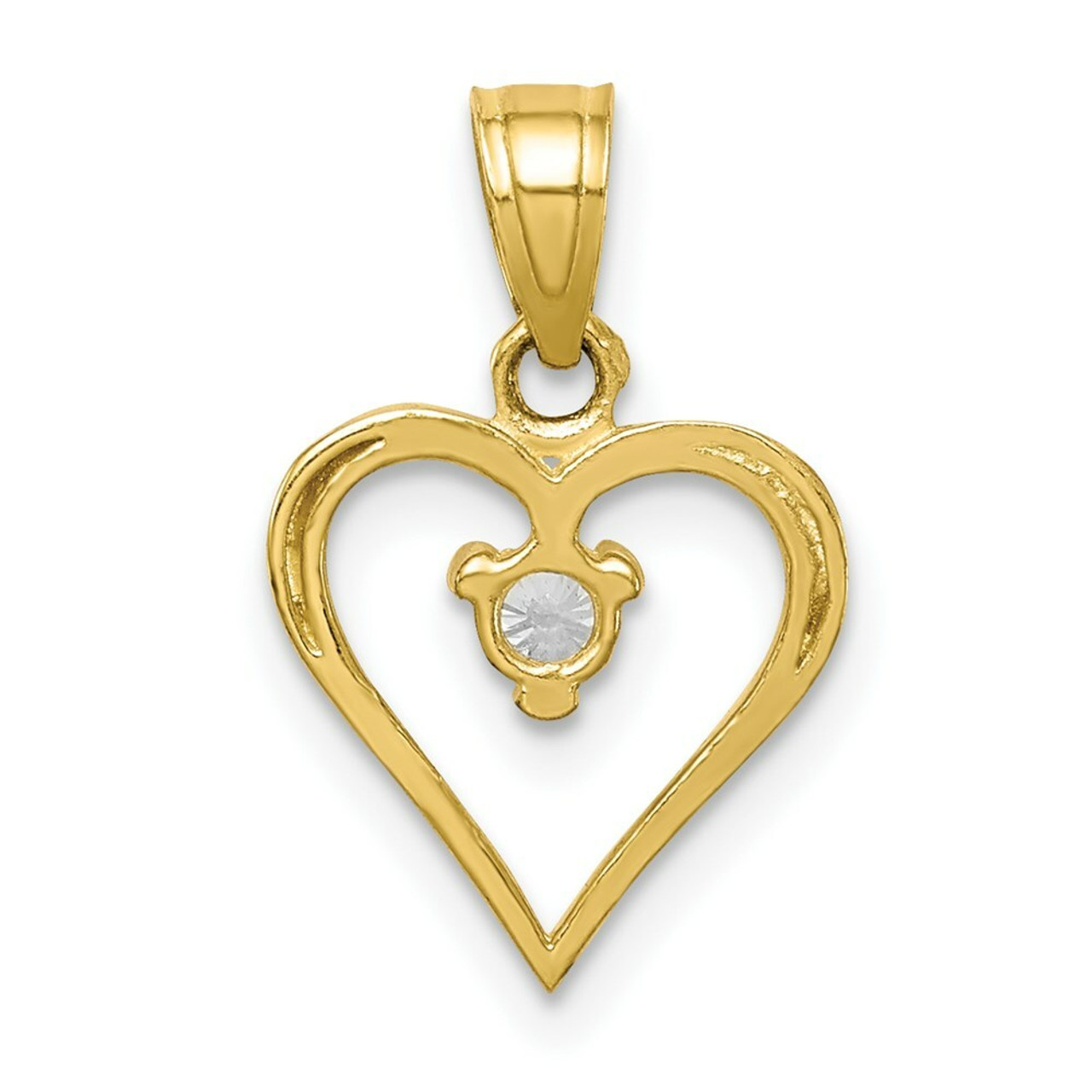 10K Yellow Gold CZ Heart Charm - (A86-649)