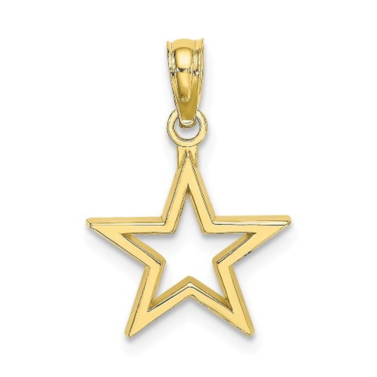 10K Yellow Gold Cut-out Star Charm Pendant - (A88-531)