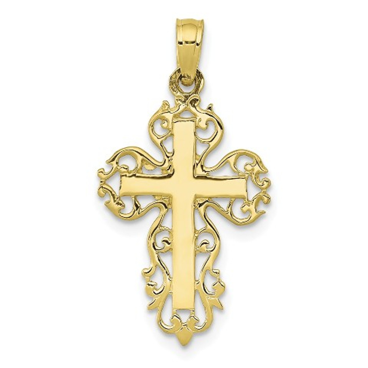 10K Yellow Gold Fancy Cross Pendant - (A88-632)