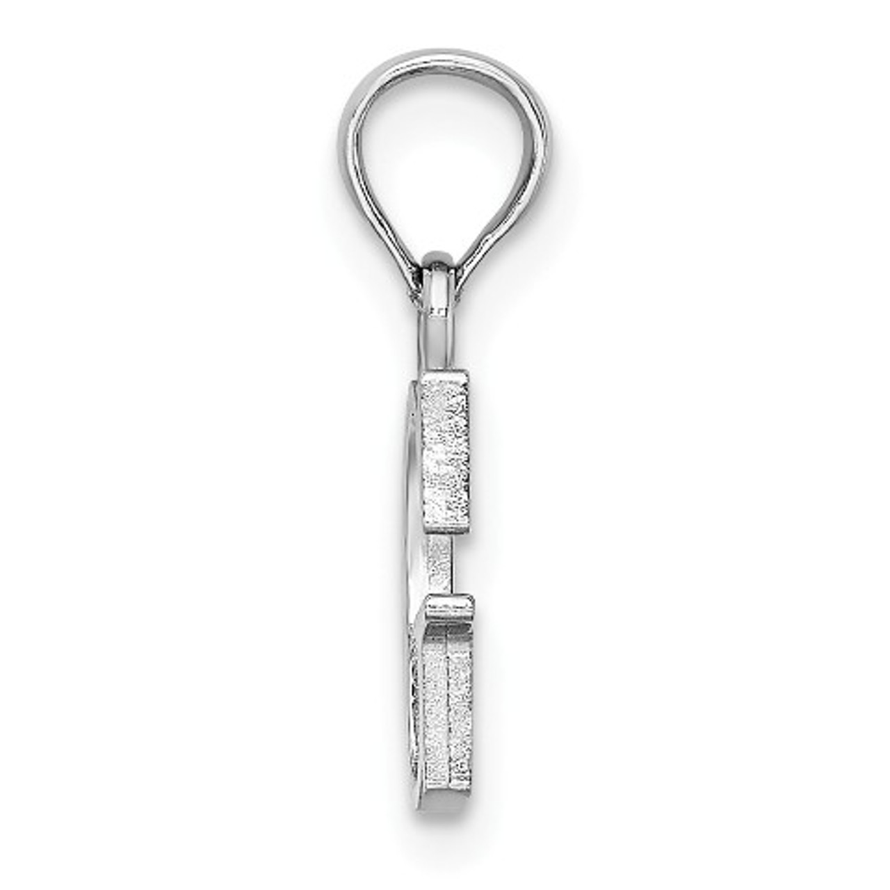14K White Gold Polished G Block Initial Charm Pendant - (A90-567)