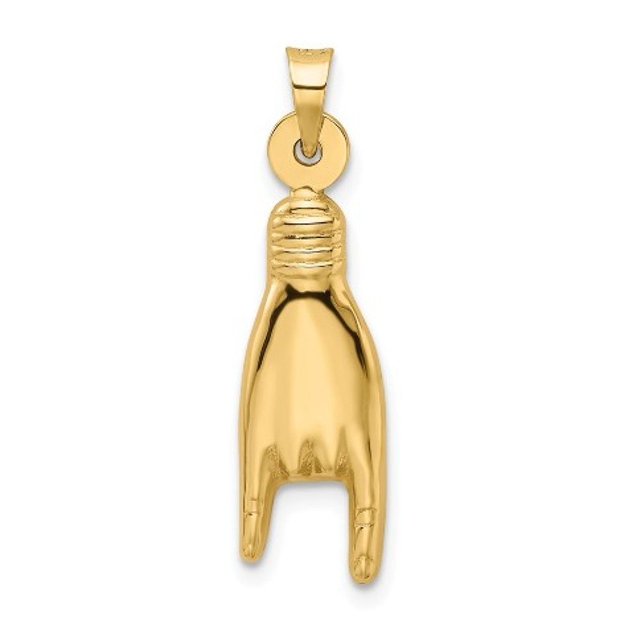 14K Yellow Gold Hollow Rock On Sign Charm Pendant - (A90-924