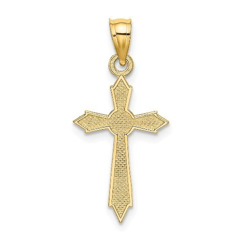 14K Yellow Gold With Engraved Edges Cross Charm Pendant - (A92-870