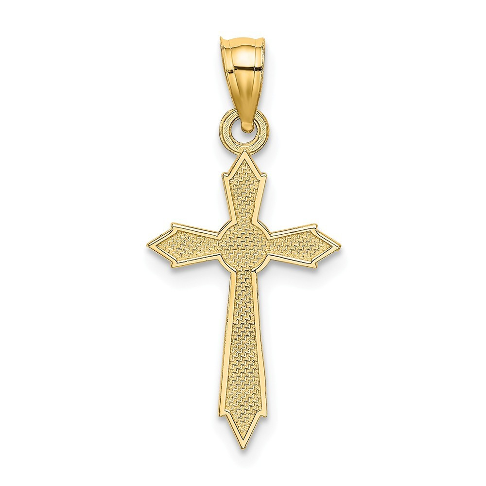 14K Yellow Gold With Engraved Edges Cross Charm Pendant - (A92-870