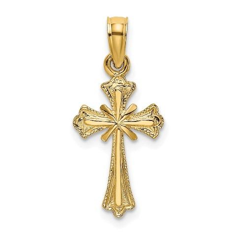 14K Yellow Gold Engraved Small Cross With X Center Charm Pendant