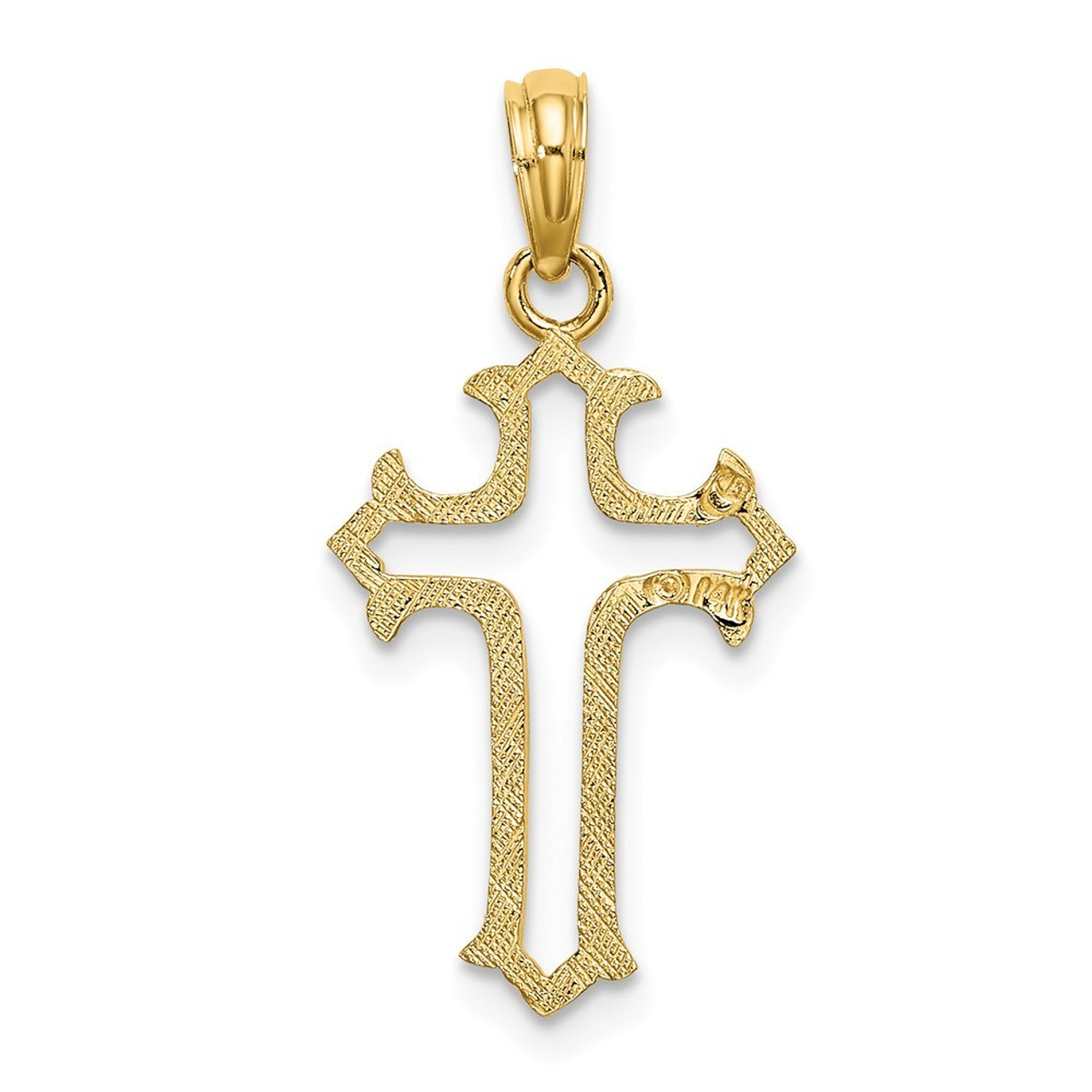 14K Yellow Gold Cutout Cross Charm Pendant - (A93-576)