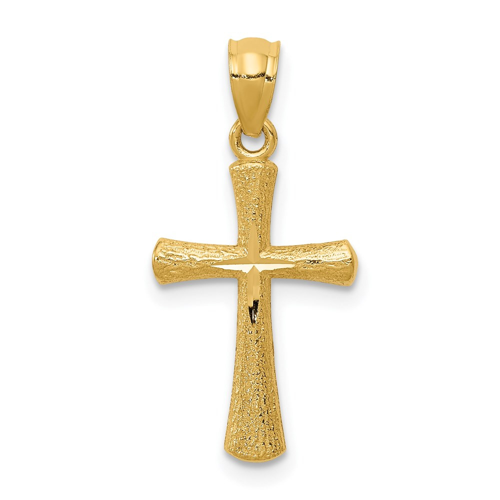 14K Yellow Gold Diamond-cut Cross Pendant 23mm length - (A97-992