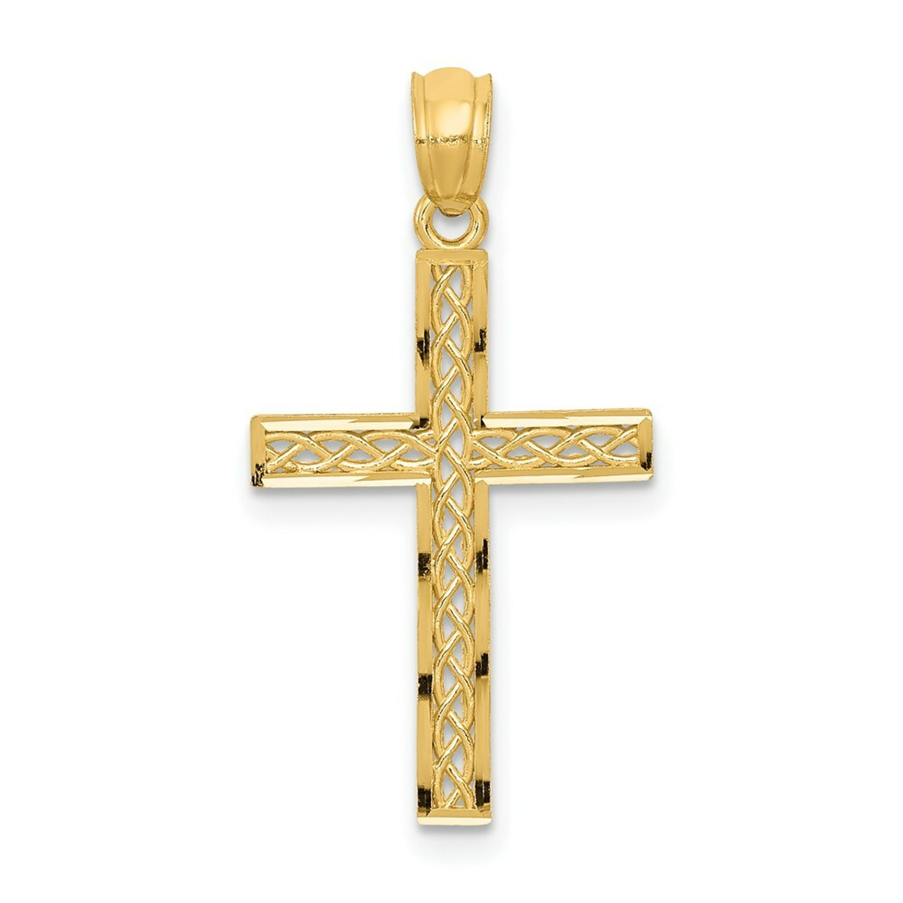 14K Yellow Gold Filigree Cross Pendant - (A98-259)