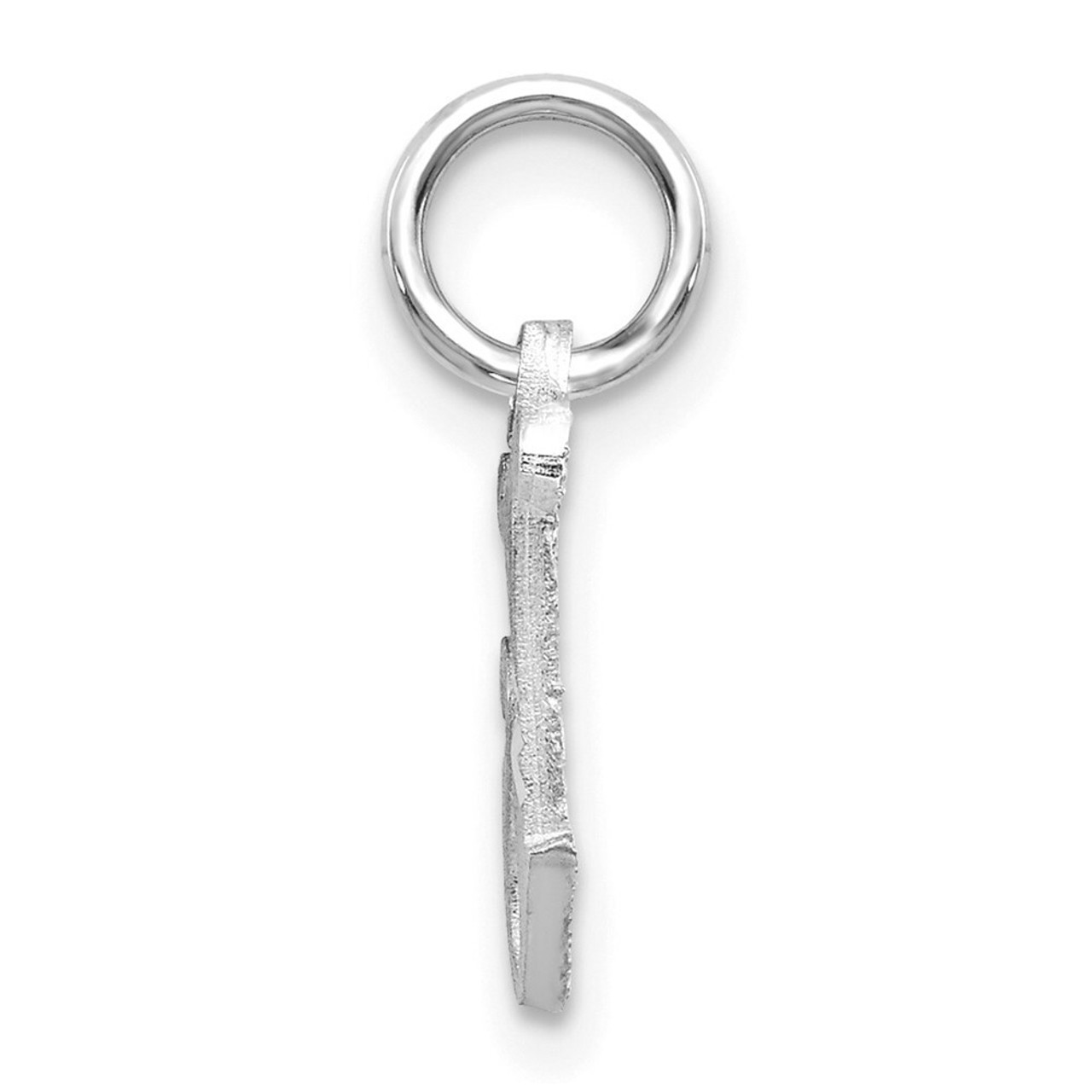 14K White Gold Diamond-cut Initial Letter J Charm Pendant - (A98-418)