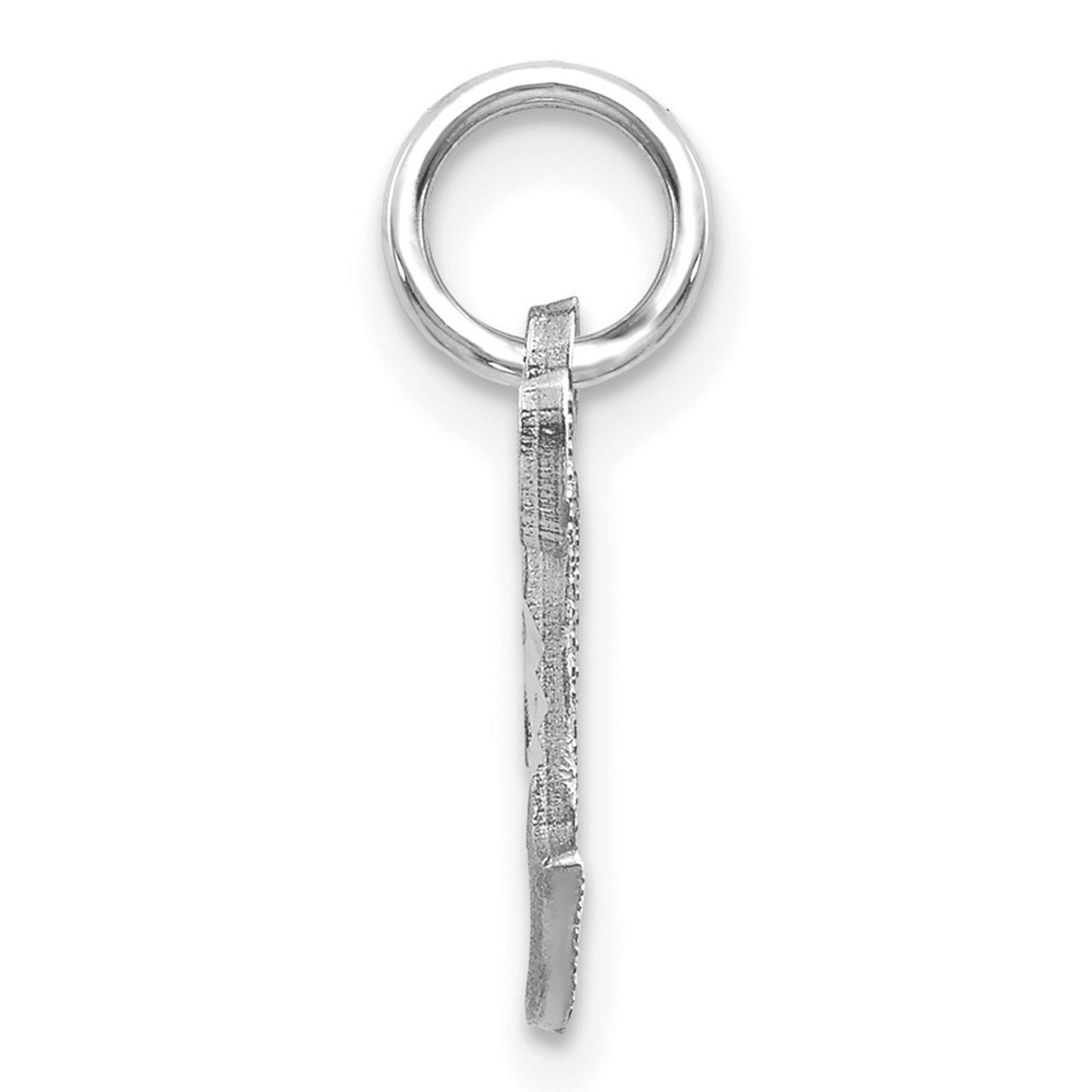 14K White Gold Diamond-cut Initial Letter T Charm Pendant - (A98-586)
