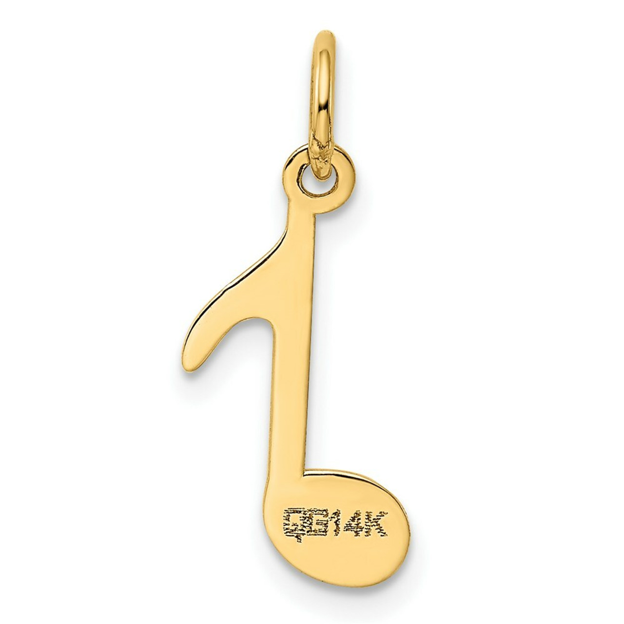 14K Yellow Gold Polished Musical Note Charm Pendant - (A98-704)