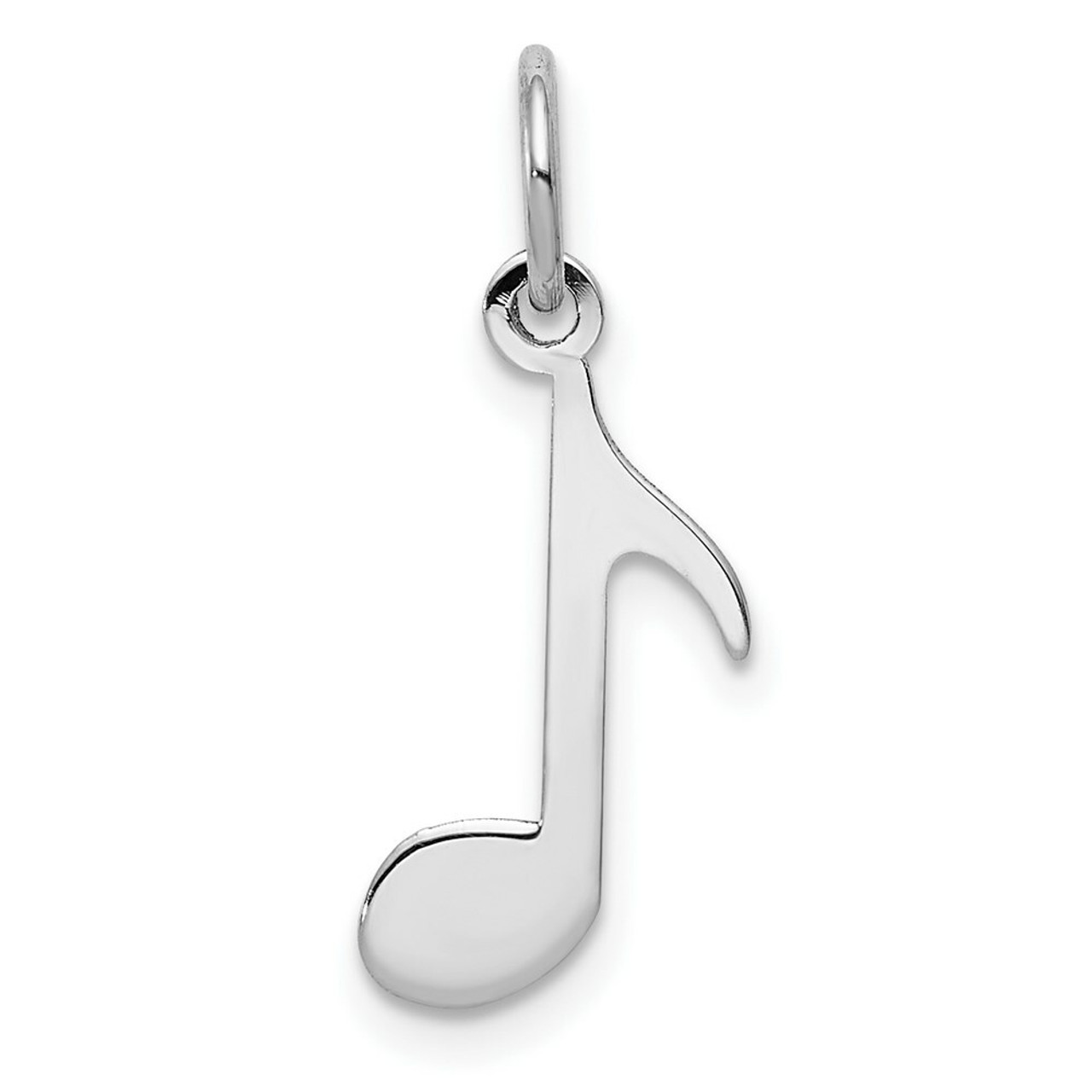14K White Gold Polished Musical Note Charm Pendant - (A98-729)
