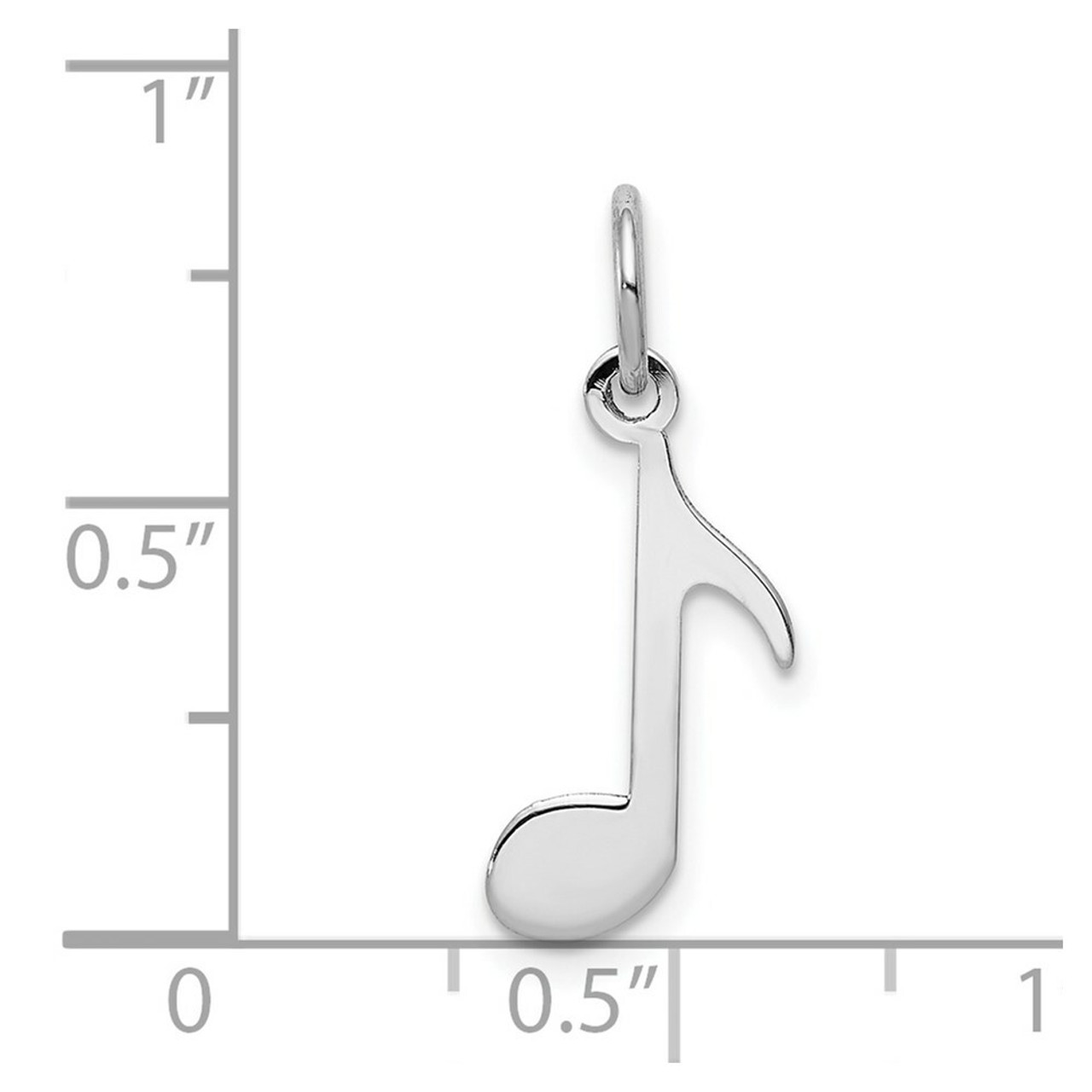 14K White Gold Polished Musical Note Charm Pendant - (A98-729)