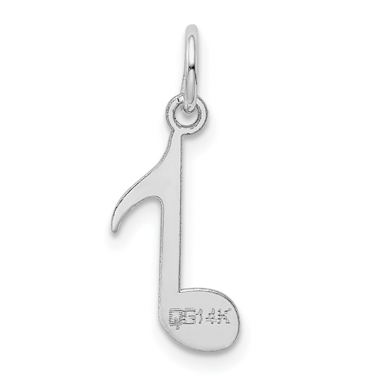 14K White Gold Polished Musical Note Charm Pendant - (A98-729)