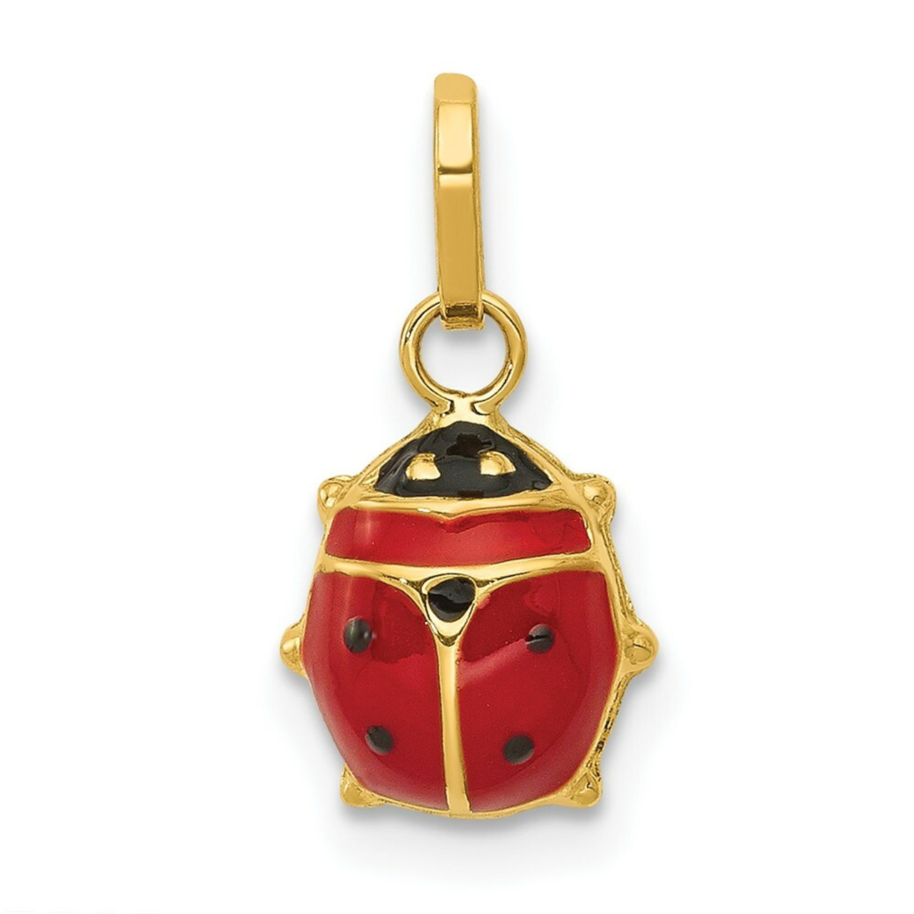 14K Yellow Gold Enameled Ladybug Charm - (A98-879)