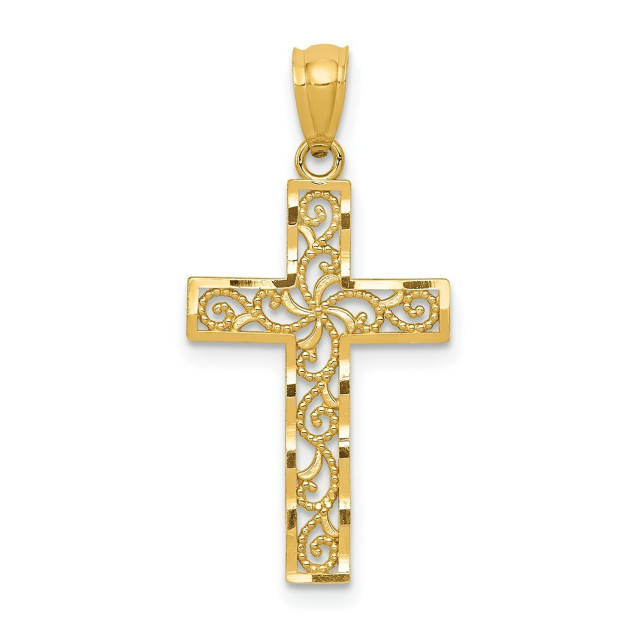 14K Yellow Gold Cross Pendant 27mm length - (B11-125)